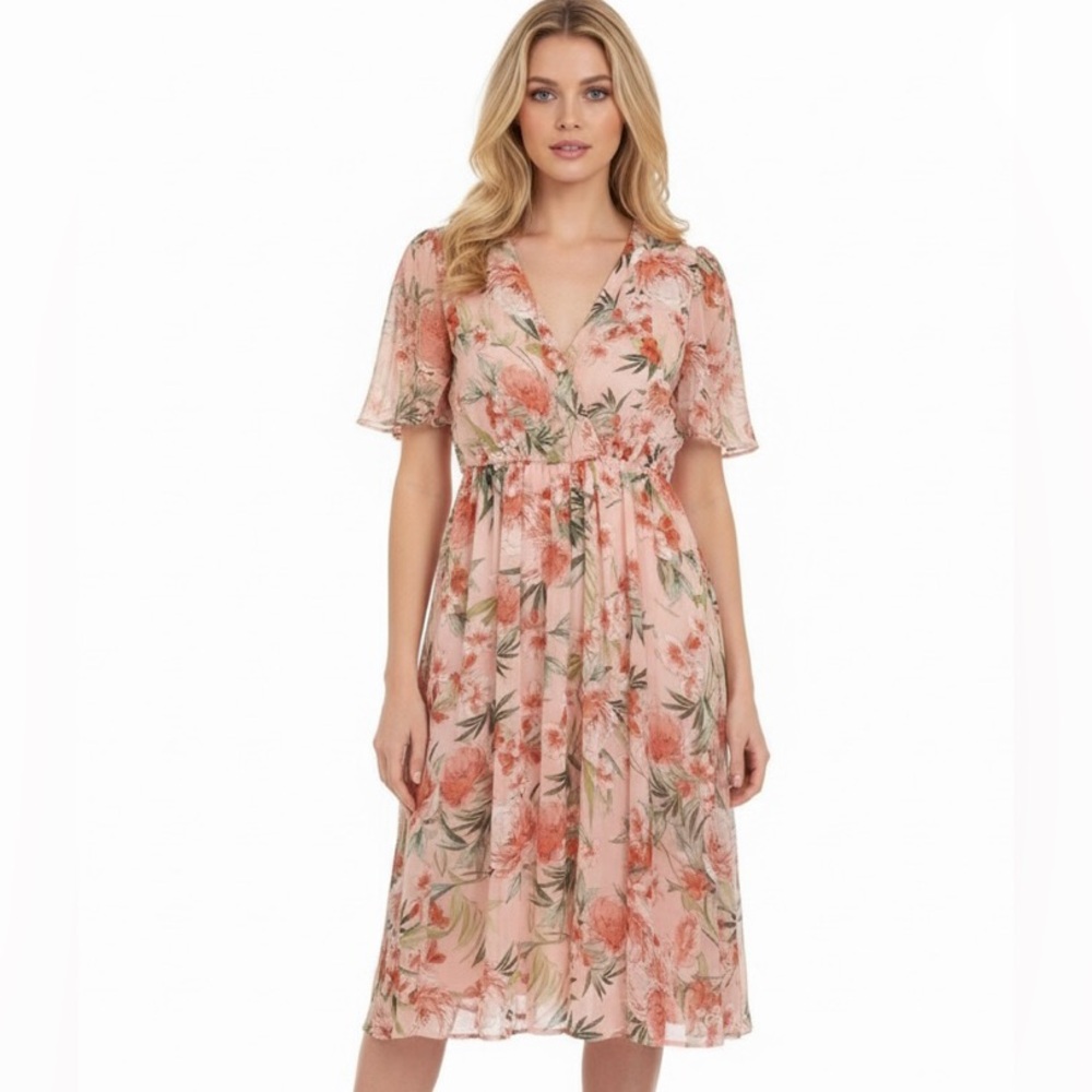 Stella & Julie floral mini dress short puff sleeve, boho, Cottagecore pi…